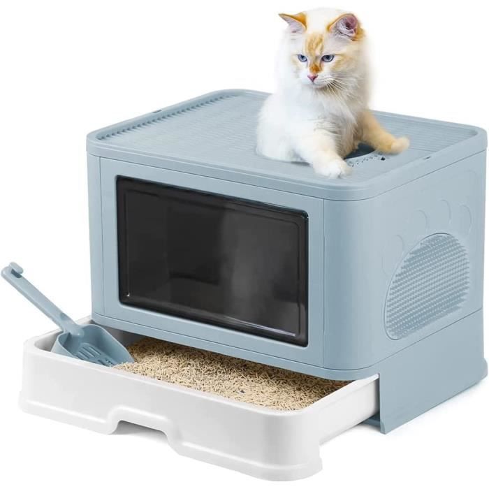 Bac à Litière Pliable pour Chaton avec Couvercle, Litiere pour Chat Fermée, Bac à Litière pour