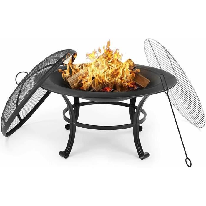Pare-Étincelles Brasero VEVOR Rond 760mm Acier Inox - Couvercle Protection Feu