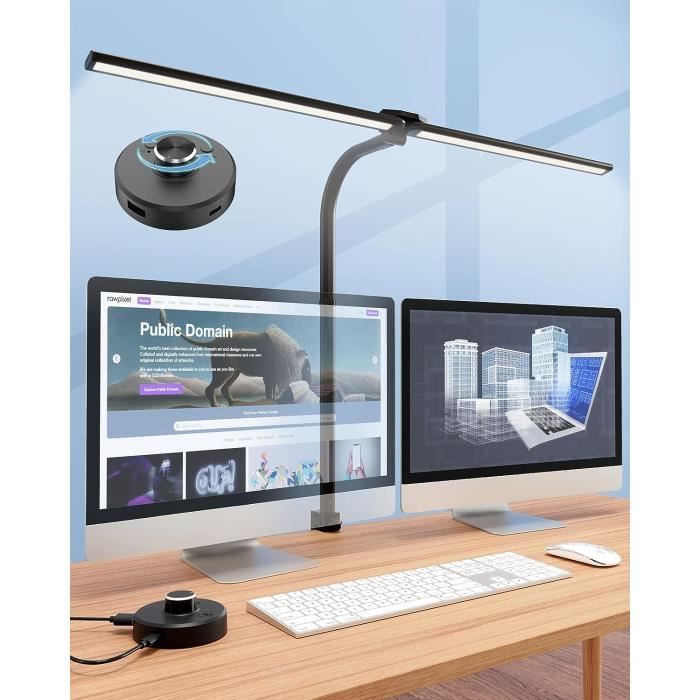 RS08305-Lampe de bureau LED avec pince Lampe d'architecte 3 couleurs avec bras pivotant Table de