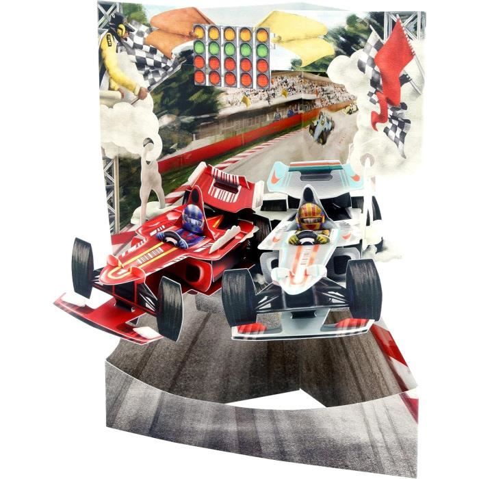 Swing, Carte De Vœux Pop Up 3D - Voitures De Course F1 - Pour Lui