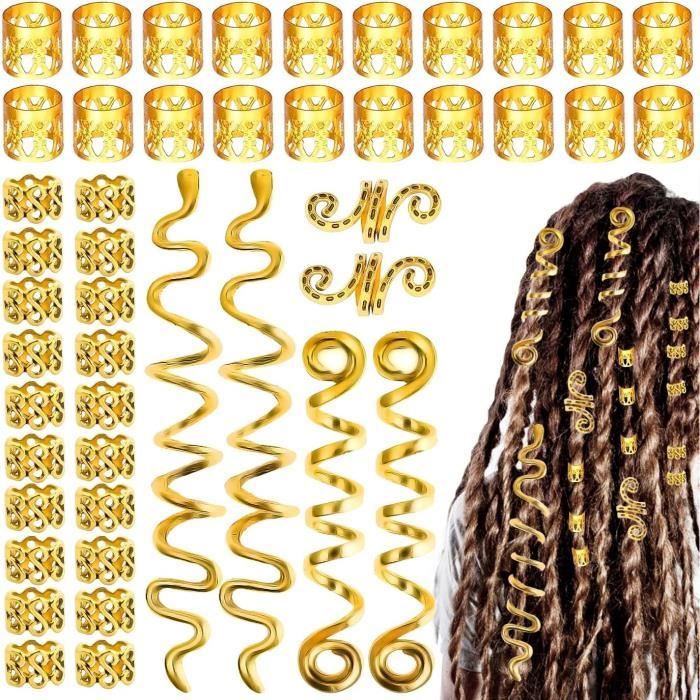 Lot De 28 Clips Spirale Pour Dreadlocks – Réglables – Métal Doré Rose – Pour Homme Et Femme – Coiffures Tressées