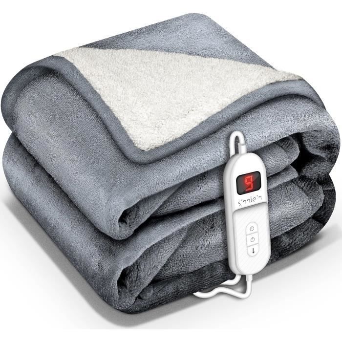 Couverture Chauffante électrique 120x60 Cm - Polaire Premium, 2 Réglages, Arrêt Automatique - Lavable Machine 40°C - Économique (3p/h) - 4