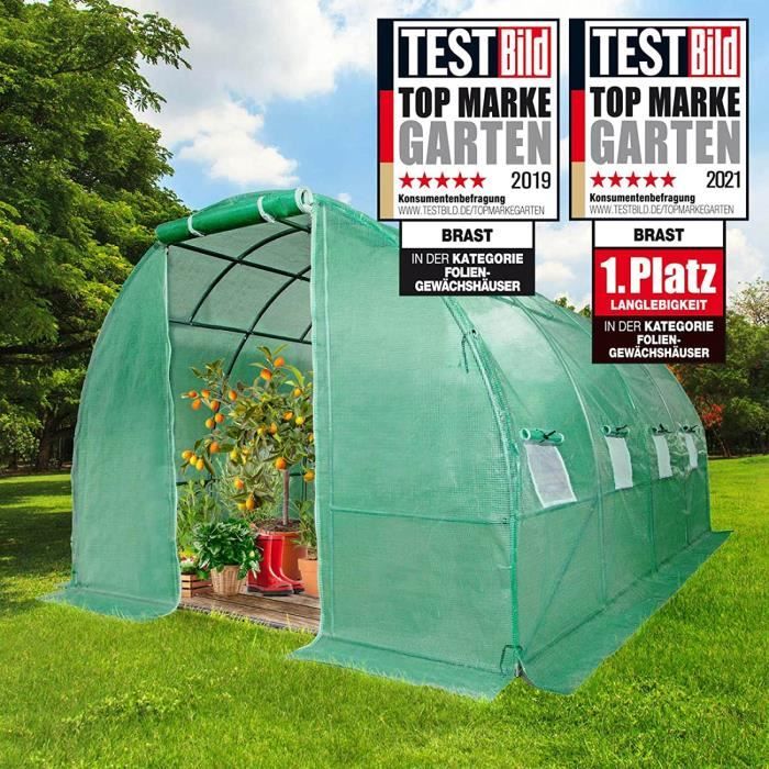 Serre De Jardin BRAST 6m² (3x2m) - Tunnel Avec Parois Enroulables - Film Renforcé 175g/m²