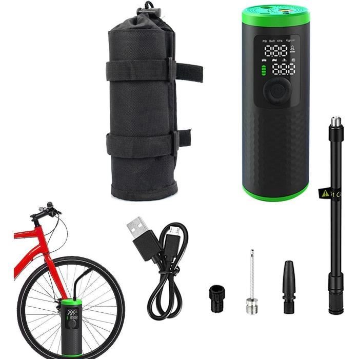 Mini Pompe à Air électrique Portable Pour Vélo - Noire, Double Valve (Presta/Schrader), Alimentation Par Piles