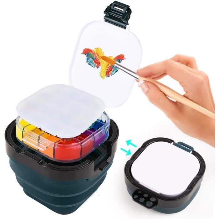 Kit Aquarelle Miniature De Voyage - Palette Magnétique En Bois Avec 12 Couleurs & Carnet - 6x3 Cm - 7