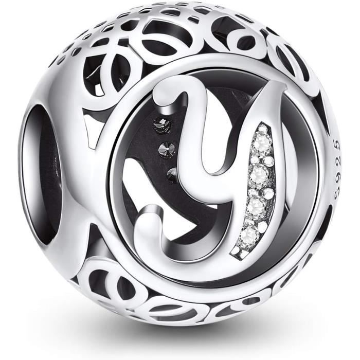 Charme Lettre 'A' En Argent 925 Avec Zircone Cubique - Pour Bracelet Ou Collier - Bijou Femme NINGAN