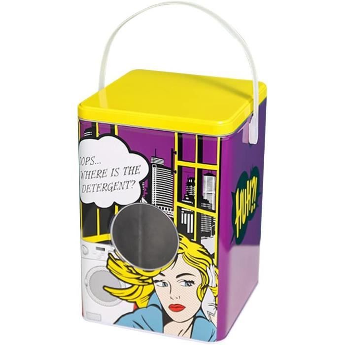 1x Noir Boîte De Rangement Pour Lessive En Métal Vintage - Utilitaire Stockage Boîte - 18cm