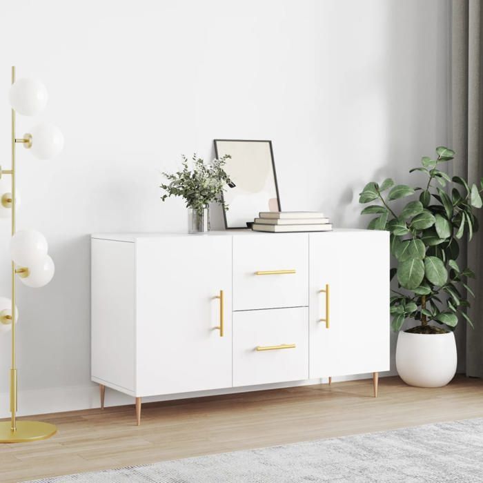 vidaXL Buffet Armoire de Rangement avec Pieds Meuble de Rangement Organisateur Salon Salle de Séjour Moderne Blanc Bois 828156