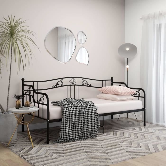 vidaXL Cadre de canapé-lit sans matelas noir métal 90x200 cm 324761