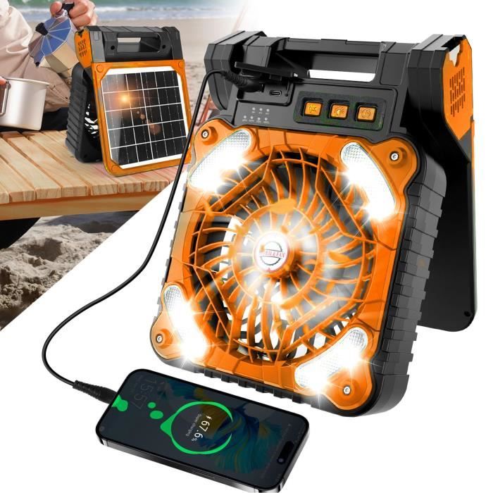 Ventilateur Solaire - VVIKIZY - Lampes de Camping - Rechargeable Solaire - 4 Vitesses - 5200MAH - Vvikizy