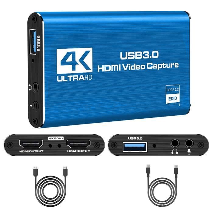 Carte D'acquisition Bleu USB 3.0 HD 1080P 60fps Compatible HDMI 4K