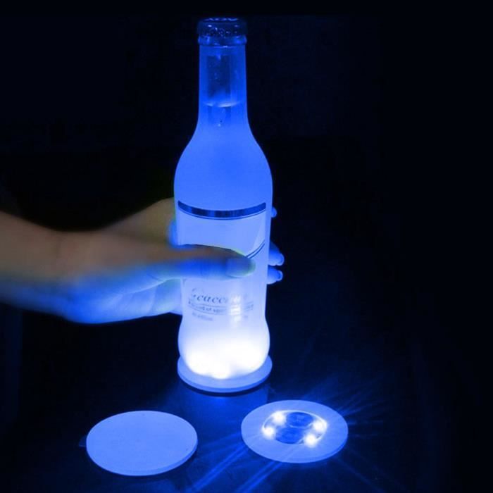 Sous-verre lumineux à LED, autocollant Shoous Cowijk, alimentation par  batterie, français ou bouteille, verre à boire, tasse Pad, décor de fête au