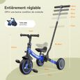 Tricycle 7 en 1 pour enfants BESREY - Draisienne Multifonctions Poussoir Réglable - Bleu-1