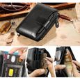 Portefeuille Homme Cuir PU, Porte-Monnaie avec Blocage RFID, 2 Compartiment à Billets et Support de Carte d'identité Amovi -1