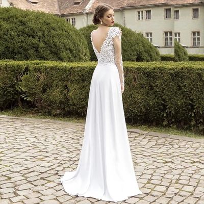 Robe de mariee manches longues Amazon wish dentelle col rond grande taille ete Blanc Adulte Femme Blanc Cdiscount Pret a Porter