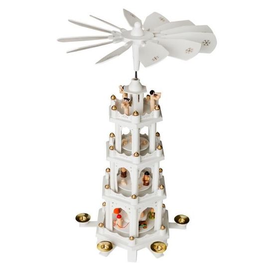 BRUBAKER - Pyramide De Noël - Nativité/Crèche De Noël - 4 Étages - Hauteur 49 Cm - 4 Bougeoirs
