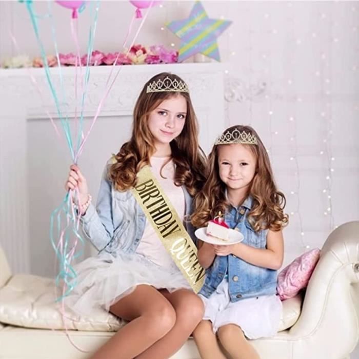 Acheter (SU)Ensemble de couronne d'anniversaire pour fille, couronne  scintillante avec la même bandoulière, décorations de cadeaux d'anniversaire  pour filles