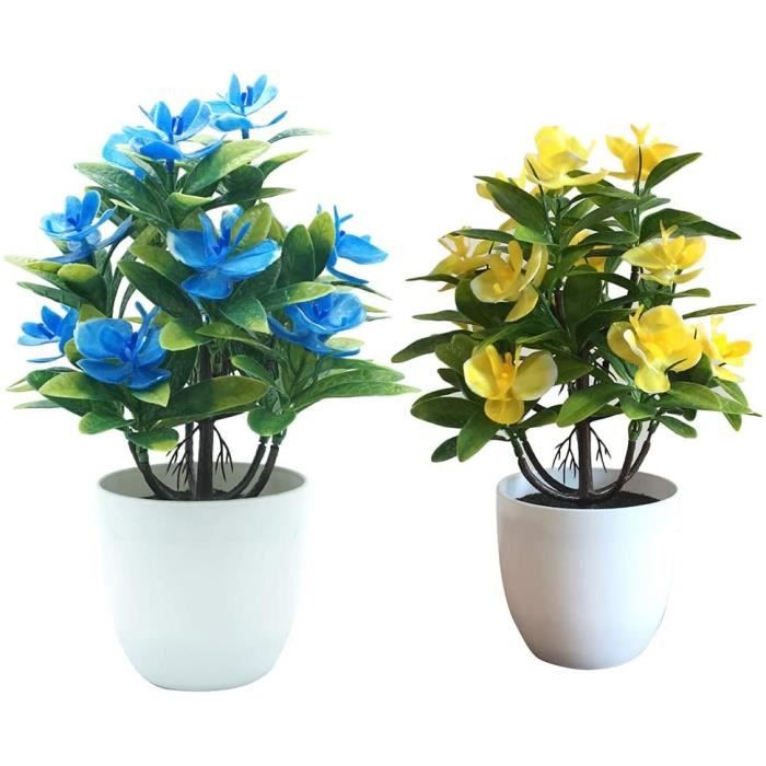 YAOYIN Fleurs Artificielles Prunier - 3 Pièces Avec Pots Pour Déco Maison