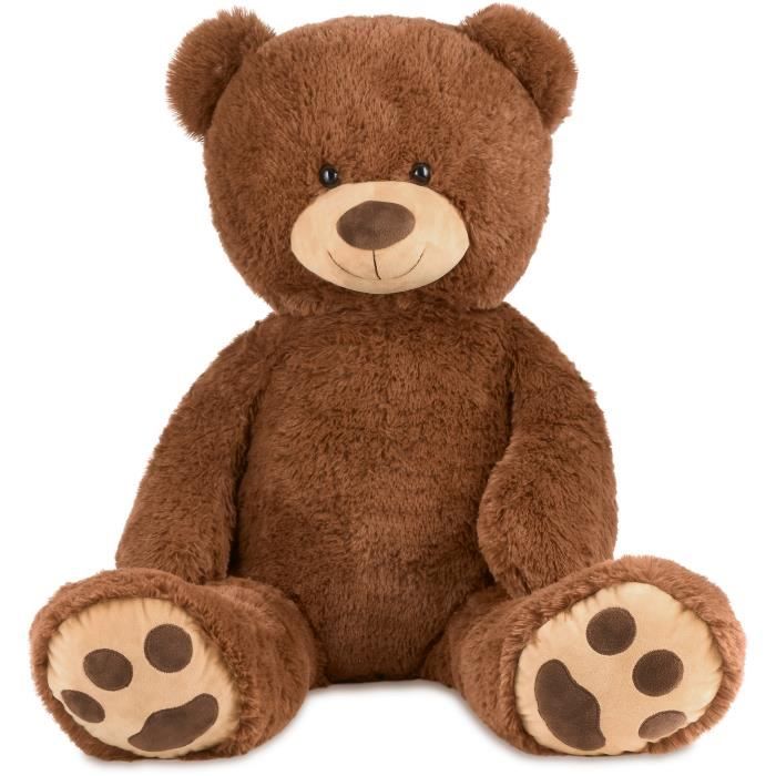 Peluche géante XXL - Ours / Nounours - 100 cm - Marron - Cœur en Peluche 'I  Love You' Inclus