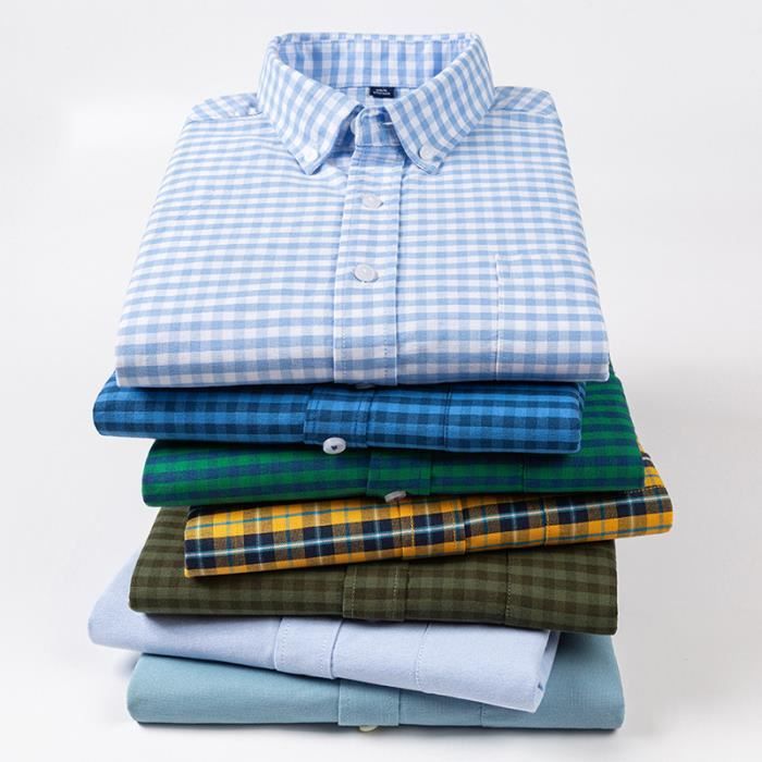 Chemise Homme Chaps à Carreaux Bleu Et Jaune - Coton, Manches Courtes, Taille M