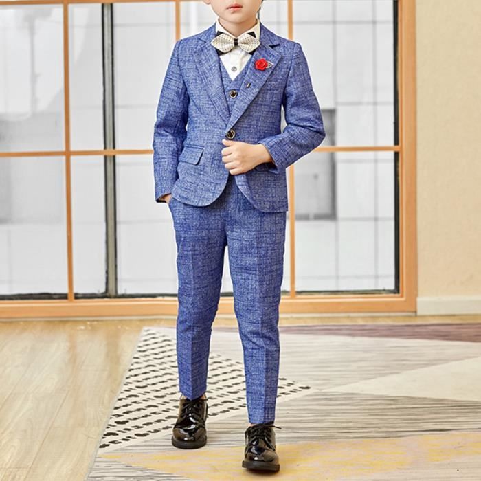 Bébé Garçon 4 Pièces Ensemble de Costume pour Enfants Garçons Gentleman  Costume Mariage Petit Garçon Smoking 4-5 ans,Bleu A-4pcs Bleu a-4pcs -  Cdiscount Prêt-à-Porter