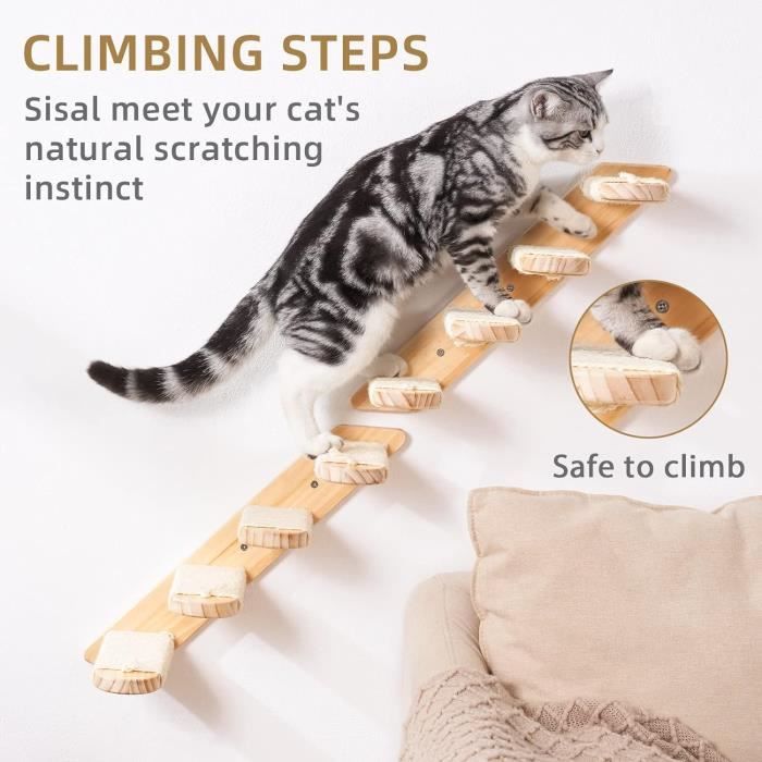 Arbre A Chat Mural, Verticalité Mur Escalade Escalier Echelle Pour Chat Griffes Et Monter Plus