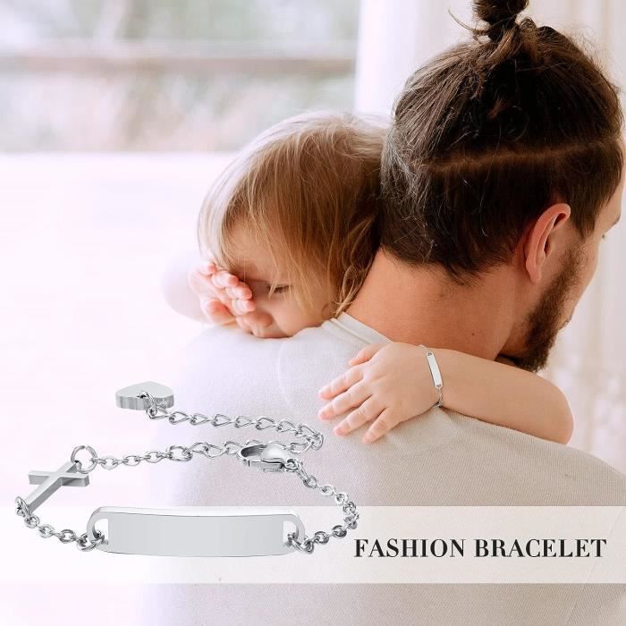 VNOX Bracelet Bébé Enfant avec Gravure Acier Inoxydable Bracelets