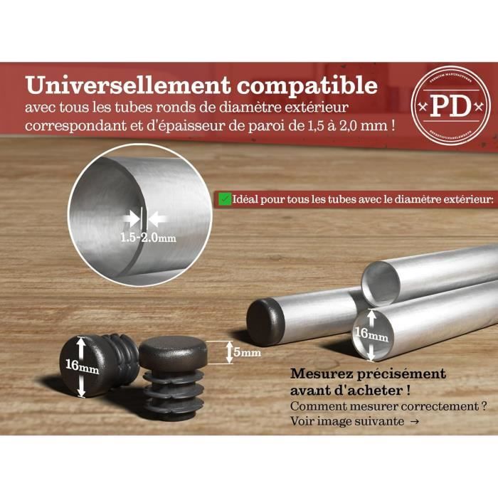 EMFA Bouchon pour Tube Rond 35 mm 1 pièce Noir Capuchon 3,5 cm