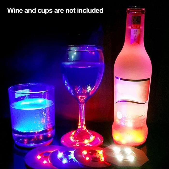Sous-verre lumineux à LED, autocollant Shoous Cowijk, alimentation par  batterie, français ou bouteille, verre à boire, tasse Pad, décor de fête au
