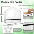 Mangeoire à oiseaux pour fenêtre Mangeoire en acrylique transparent en forme de maison étanche à ventouse extérieure-2