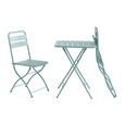 Ensemble table et chaise de jardin pliantes en métal - MIRMANDE de MYLIA - Vert amande-2