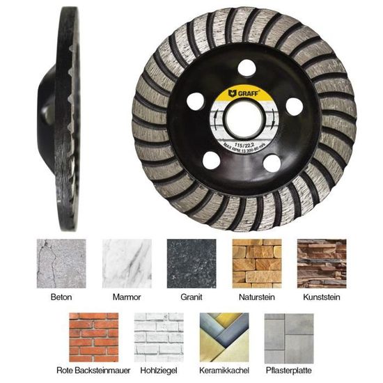 Disque Diamant 115mm Arbre 7/8 Disque Diamant 115 Mm Pour Meuleuse D'angle - Meulage Béton, Pierre, Granit - Alésage 22.23 Mm (7/8) - Turbo Rangée Disque Diamant 115mm Arbre 7/8 Disque Diamant 115 Mm Pour Meuleuse D'angle - Meulage Béton, Pierre, Granit - Alésage 22.23 Mm (7/8) - Turbo Rangée
