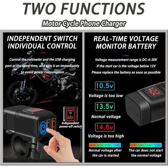 Prise de chargeur de voiture USB PD type-c QC3.0, avec