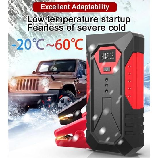 Booster Batterie Voiture Portable 6000A - Avec Compresseur Air Et Powerbank 12000mAh, Lampe Torche LED