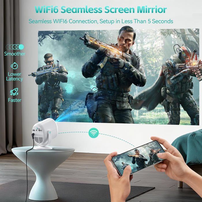 Focus Électrique]Mini Projecteur,G1 Videoprojecteur 5G Wifi Bluetooth