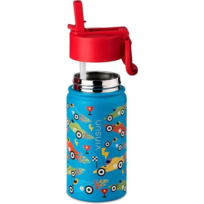 Gourde isotherme 350ml pour enfants sans BPA avec paille