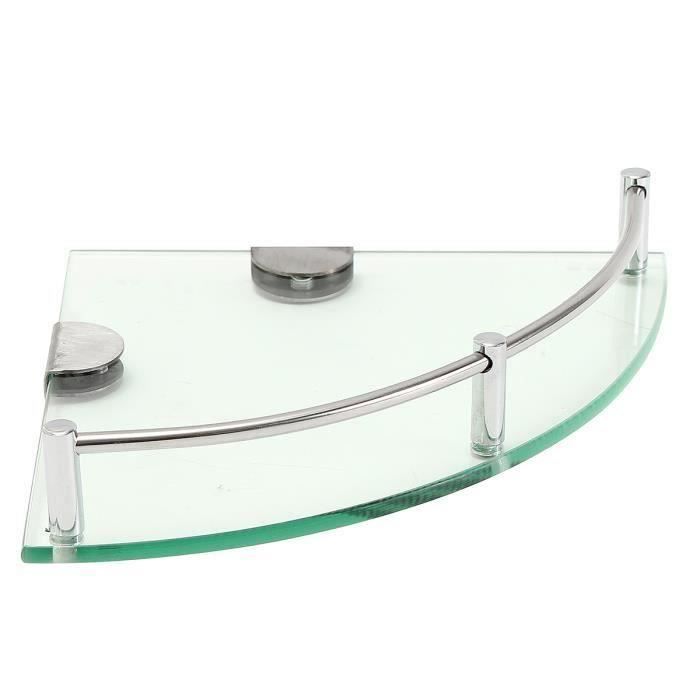 Étagère De Douche D'angle 2 Niveaux En Verre Et Inox (Argent, Fixation Murale, Moderne)