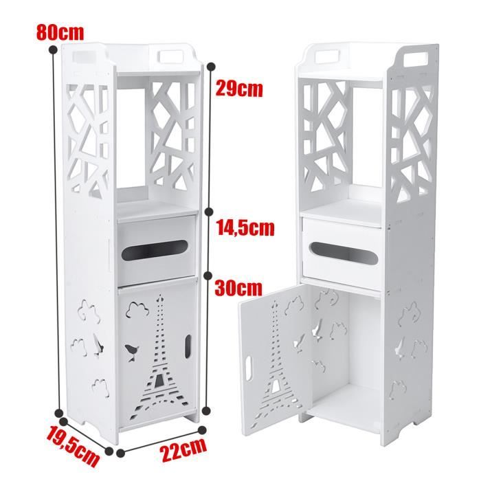 Meuble Rangement Salle De Bain Design Tour Eiffel Blanc - 80x20x20 Cm, 4 étagères - Étagère Compacte Décorative