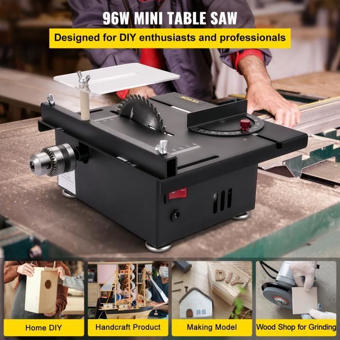 Mini Scie Circulaire De Table 200W, 7 Vitesses | Lame 110mm, Coupe 33mm, Angle 0-90° | Pour Bois, Plastique