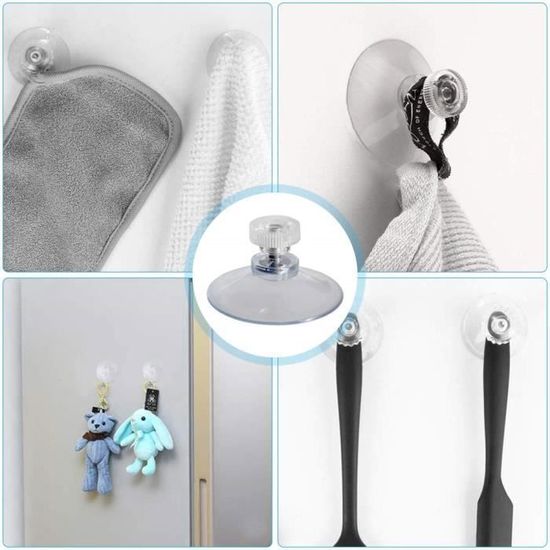 Ventouses à Vis M4 Avec Écrous Moletés - Lot De 8, Transparentes, Pour Fixation Sans Perçage (Salle De Bain, Porte, Fenêtre)