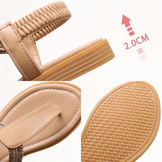 Sandales Femme Ete Plates Confortable Chaussures Mode Boheme Bout Ouvert Pour Plage Abricot Cdiscount Chaussures