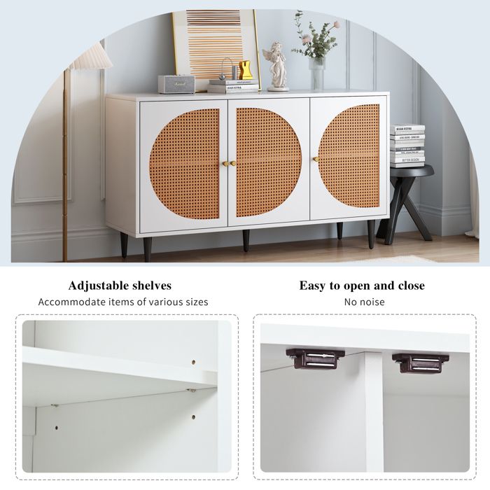 Buffet 3 Portes Baltik Blanc Artik/Velho - 144 X 87 X 42 Cm - Meuble De Salon Ou Salle à Manger Moderne - 5