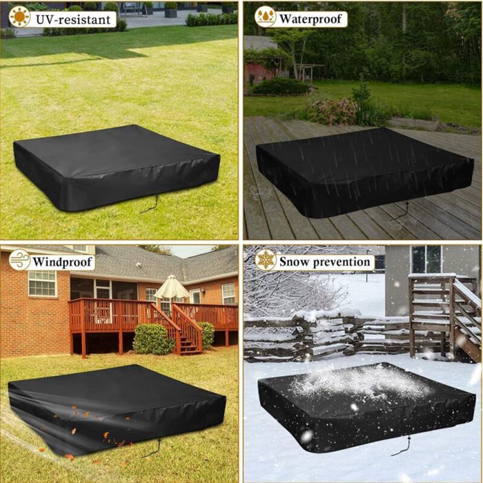 Housse De Protection Pour Bac à Sable 150x150 Cm - Tissu Oxford Imperméable, Cordon De Serrage - Bâche Anti-poussière Et UV
