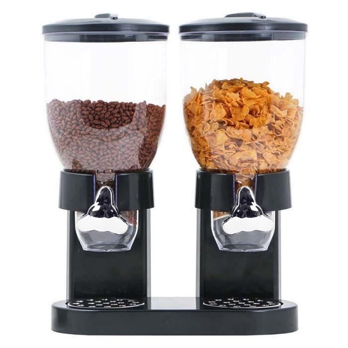 Distributeur Céréales 3 Boîtes Poweka - Noir, 2L Par Compartiment