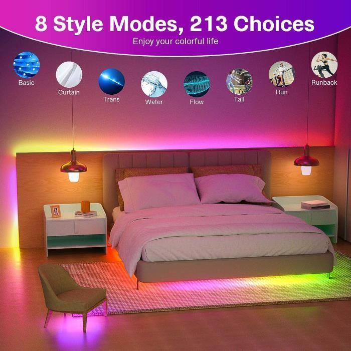 Ruban LED 5m DreamCouleur, TASMOR Bande LED USB RGB+IC Multicolore