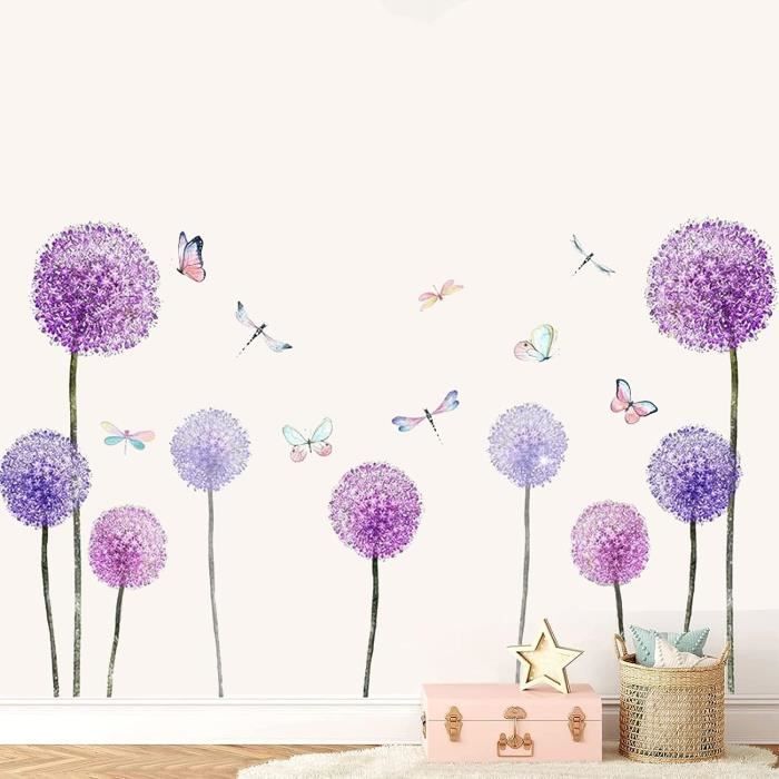 Autocollant mural Fleur violette - Sticker A moi Etiquette & Autocollant