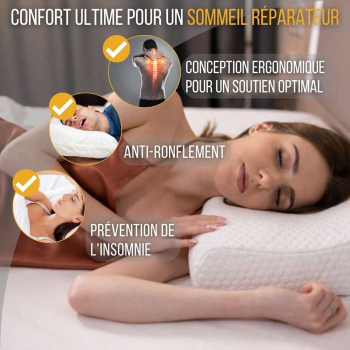 Oreiller Médical en Mousse à Mémoire de Forme – Soutien Ergonomique pour la Nuque et les Cervicales