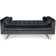 Banc Capitonnee Velours Qena 160cm Noir Paris Prix Achat