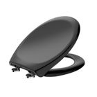 TODOT Abattant WC Noir en Polyéthylène avec Frein de Chute et Charnière Réglable - Fermeture en Douceur - Démontage Rapide - Forme Ovale