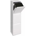 Arregui Basic CR301-B Poubelle de recyclage en acier, poubelle de tri sélectif, 3 seaux, 3 x 17L (51L), blanc